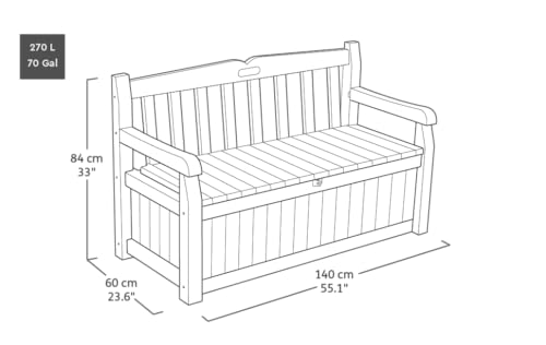 Keter Eden Bench 265L Outdoor 60% recycled Garden Furniture