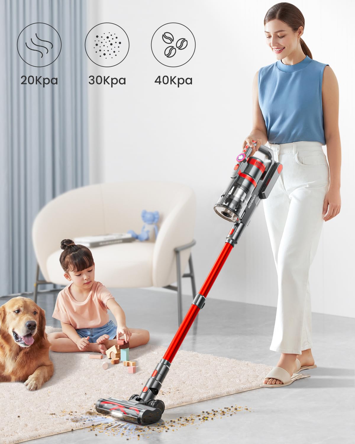 HOMPANY Cordless Vacuum Cleaner,40Kpa/500W Cordless Hoover